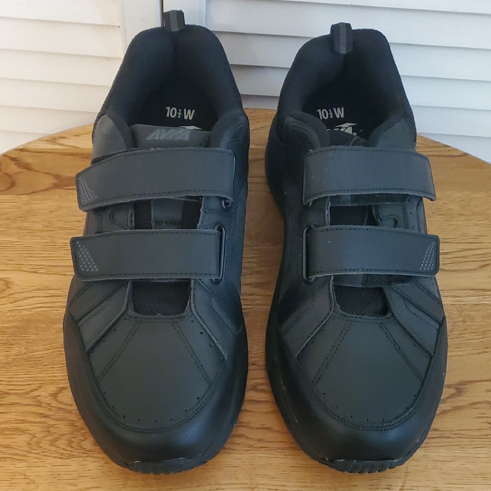 Avia Men's Black Leather Walking Sneakers, 10.5 Wide